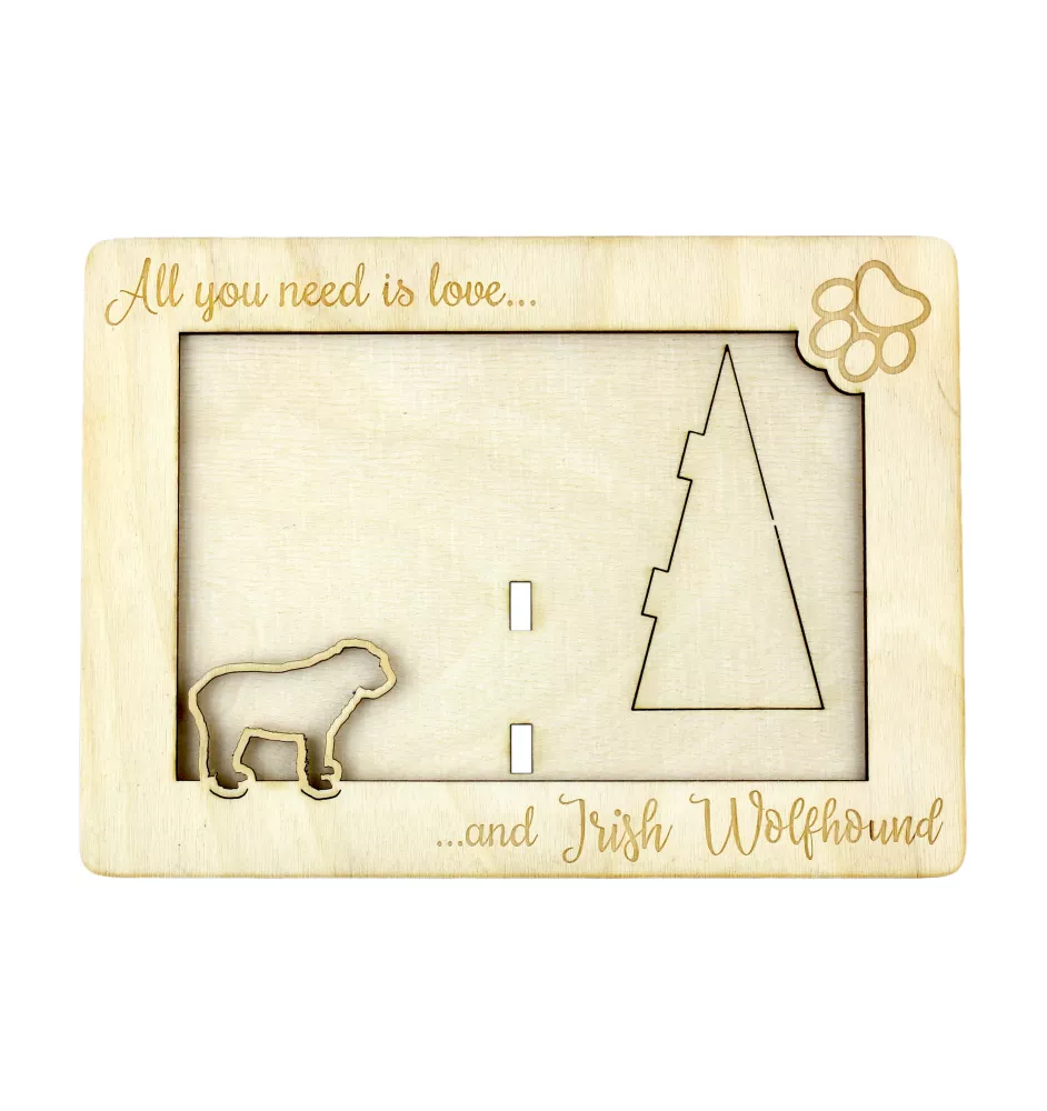 Lévrier irlandais, Irish wolfhound - Cadre photo, cadre en bois gravé, un joli gadget pour l'amoureux des chiens par Art-Dog