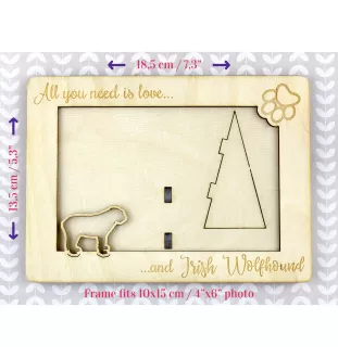 Irish Wolfhound - Photo frame, engraved wooden frame, a lovely gadget for the dog lover by Art-Dog