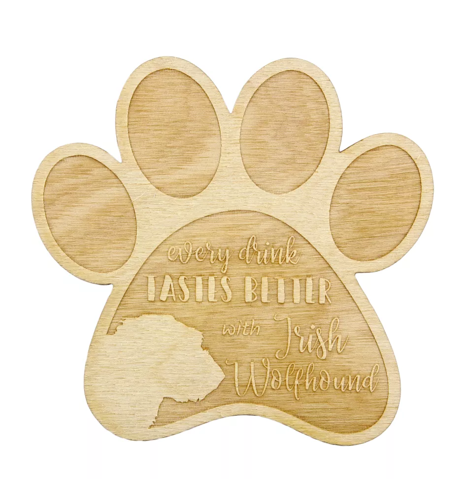 Irischer Wolfshund, Irish Wolfhound - Tasse Untersetzer, graviert Untersetzer mit Hund, Geschenk für Hundeliebhaber von Art-Dog Marke