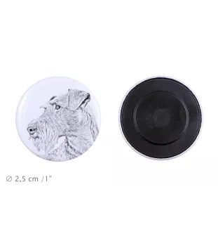 Irischer Terrier, Irish Terrier Magnet mit einem Hundepfotenabdruck, außergewöhnlich leicht, starker Magnet, handgefertigtes Produkt der Marke Art-Dog