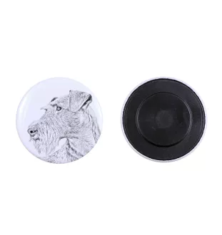 Irischer Terrier, Irish Terrier Magnet mit einem Hundepfotenabdruck, außergewöhnlich leicht, starker Magnet, handgefertigtes Produkt der Marke Art-Dog