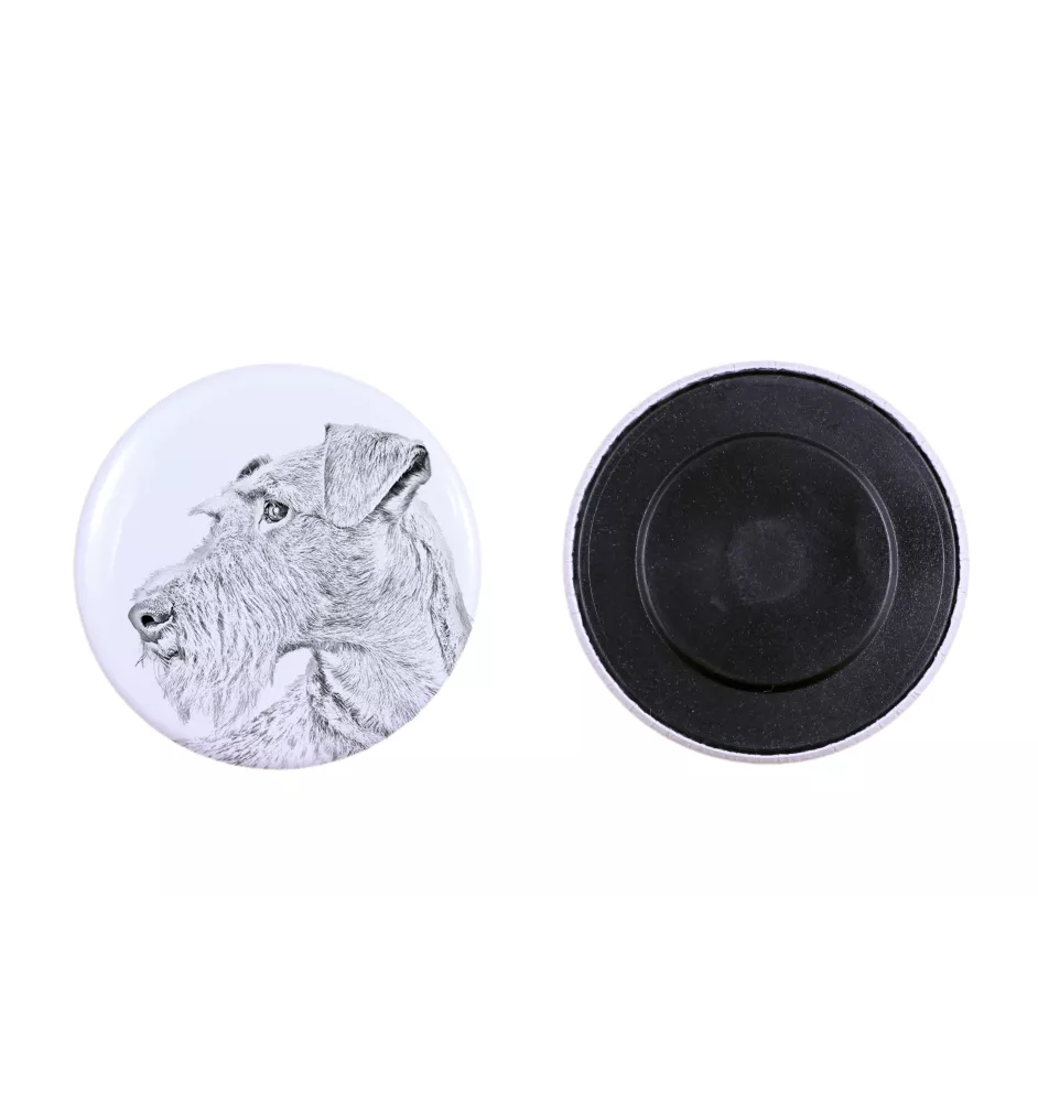 Irischer Terrier, Irish Terrier Magnet mit einem Hundepfotenabdruck, außergewöhnlich leicht, starker Magnet, handgefertigtes Produkt der Marke Art-Dog