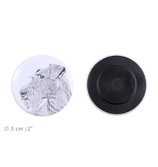 Irischer Terrier, Irish Terrier Magnet mit einem Hundepfotenabdruck, außergewöhnlich leicht, starker Magnet, handgefertigtes Produkt der Marke Art-Dog