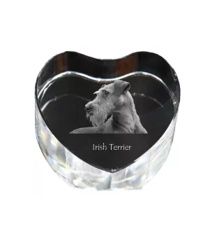 Terrier irlandais, Irish Terrier - une photo de chien dans un cristal, un cœur en cristal, un cadre photo exceptionnel de la marque Art-Dog