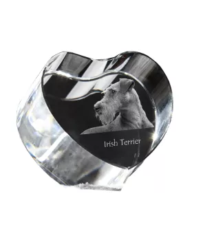 Terrier irlandais, Irish Terrier - une photo de chien dans un cristal, un cœur en cristal, un cadre photo exceptionnel de la marque Art-Dog