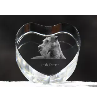 Terrier irlandais, Irish Terrier - une photo de chien dans un cristal, un cœur en cristal, un cadre photo exceptionnel de la marque Art-Dog