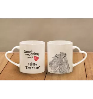 Irish Terrier, Irish Red Terrier, Brocaire Rua - cup with a dog, adorable cup with a heart-shaped handle, universal gift from the Art-Dog brand