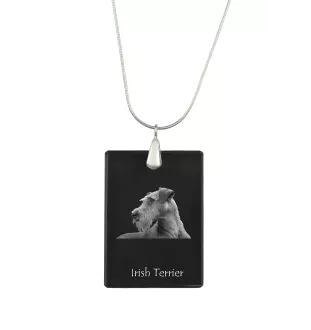 Irish Terrier, Irish Red Terrier, Brocaire Rua - Crystal pendant with dog, silver necklace with photo, personalised pendant by Art-Dog brand