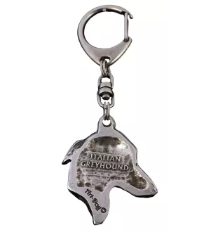 Italian Greyhound, Italian Sighthound - Silver-plated key ring with dog, handbag decoration, backpack pendant by Art-Dog brand