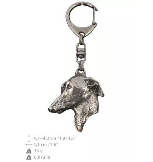 Italian Greyhound, Italian Sighthound - Silver-plated key ring with dog, handbag decoration, backpack pendant by Art-Dog brand