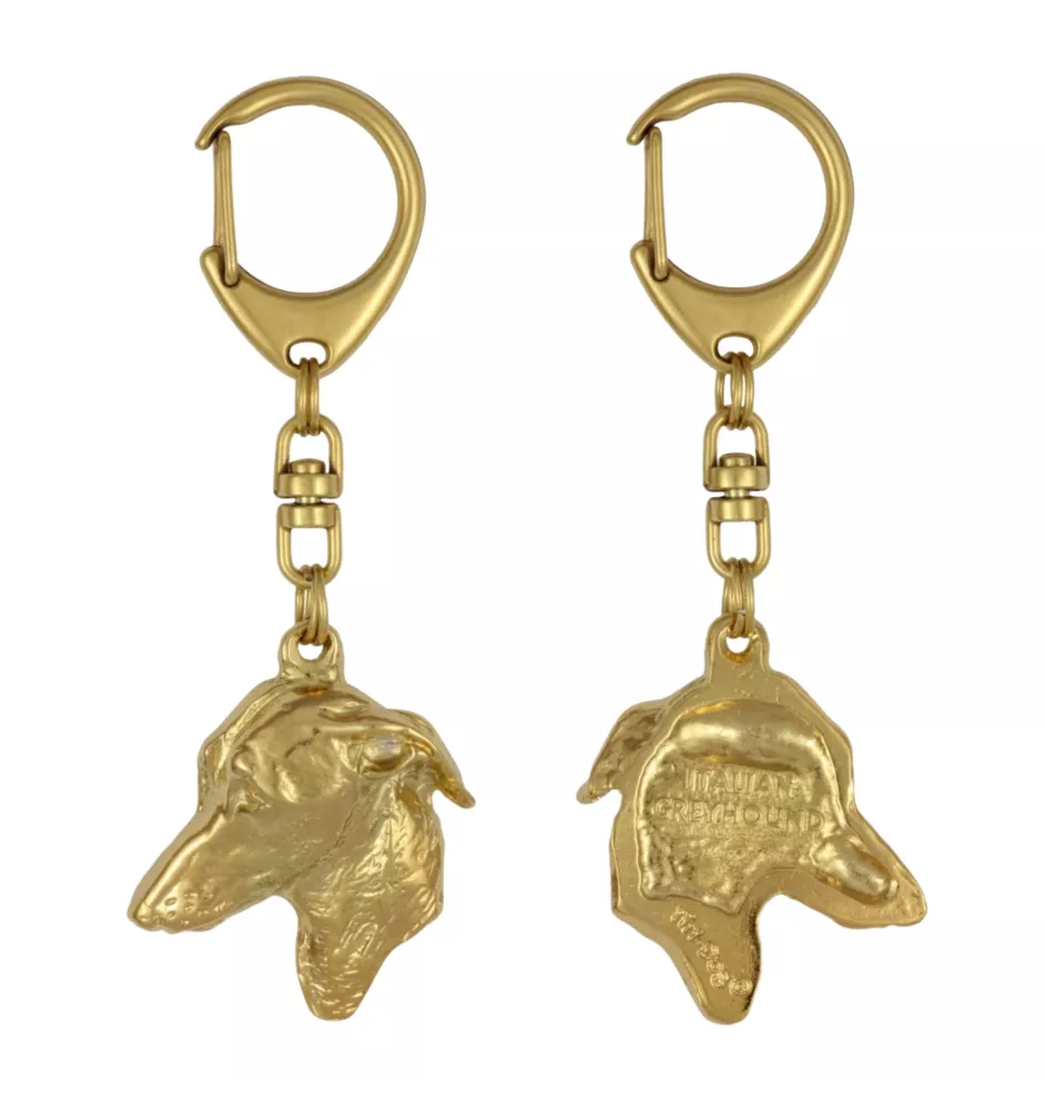 Levrette d'Italie, Petit lévrier italien - Porte-clés doré avec chien, décoration de sac à main, accessoire de luxe de la marque Art-Dog