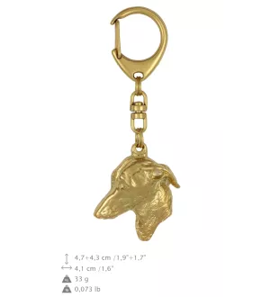 Italian Greyhound, Italian Sighthound - Gilded key ring with dog in gift box, handbag decoration, luxury accessory by Art-Dog brand