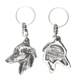 Italienisches Windspiel, Italian Greyhound - Versilberter Anhänger mit einem Hund in einer dekorativen Box, Handtaschenschmuck, Rucksackanhänger der Marke Art-Dog