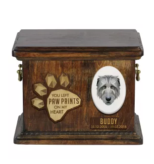 Irischer Wolfshund, Irish Wolfhound Personalisierte Hundeurne mit Gravur, Erinnerungsbox für Hundeknochen von der Marke Art-Dog