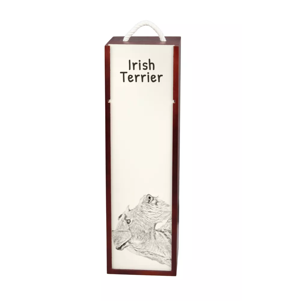 Terrier irlandais, Irish Terrier - boîte à vin avec chien, boîte à alcool avec graphisme, boîte cadeau personnalisée de la marque Art-Dog
