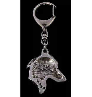 Levrette d'Italie, Petit lévrier italien - Porte-clés argenté avec un chien dans une boîte cadeau, décoration de sac à main, pendentif de sac à dos par la marque Art-Dog