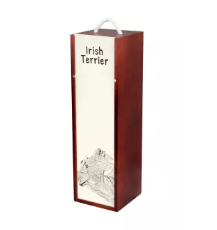 Irish Terrier, Irish Red Terrier, Brocaire Rua - wine box with a dog, alcohol box with graphics, personalized gift box from the Art-Dog brand