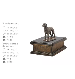 Wilczarz irlandzki drewniana niska urna Art-Dog