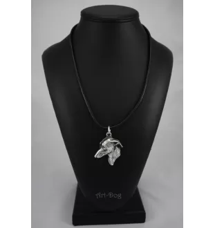 Italienisches Windspiel, Italian Greyhound - Hundehalsband in Geschenkbox, versilbertes Medaillon für Hundefans, markanter Anhänger der Marke Art-Dog