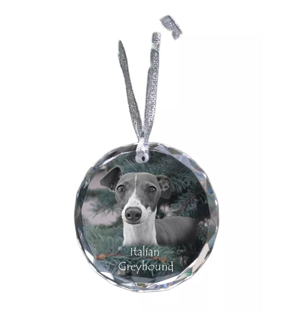 Italian Greyhound, Italian Sighthound - crystal bauble with a photo, dog photo in crystal, personalized Christmas tree ornament by Art-Dog brand