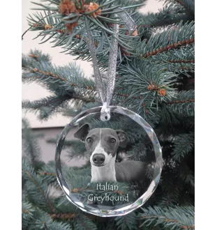 Italian Greyhound, Italian Sighthound - crystal bauble with a photo, dog photo in crystal, personalized Christmas tree ornament by Art-Dog brand