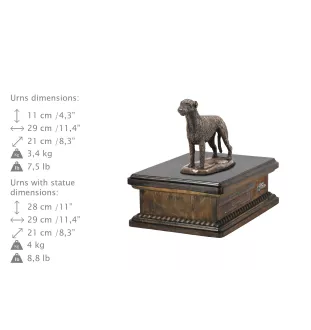 Lévrier irlandais, Irish wolfhound - urne pour cendres de chien, urne personnalisée avec une statuette, urne en bois avec un chien de la marque Art-Dog