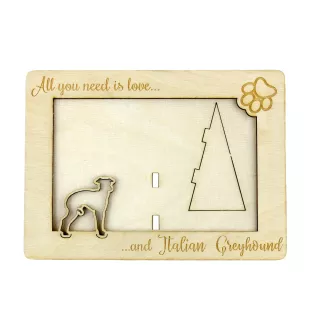 Levrette d'Italie, Petit lévrier italien - Cadre photo, cadre en bois gravé, un joli gadget pour l'amoureux des chiens par Art-Dog