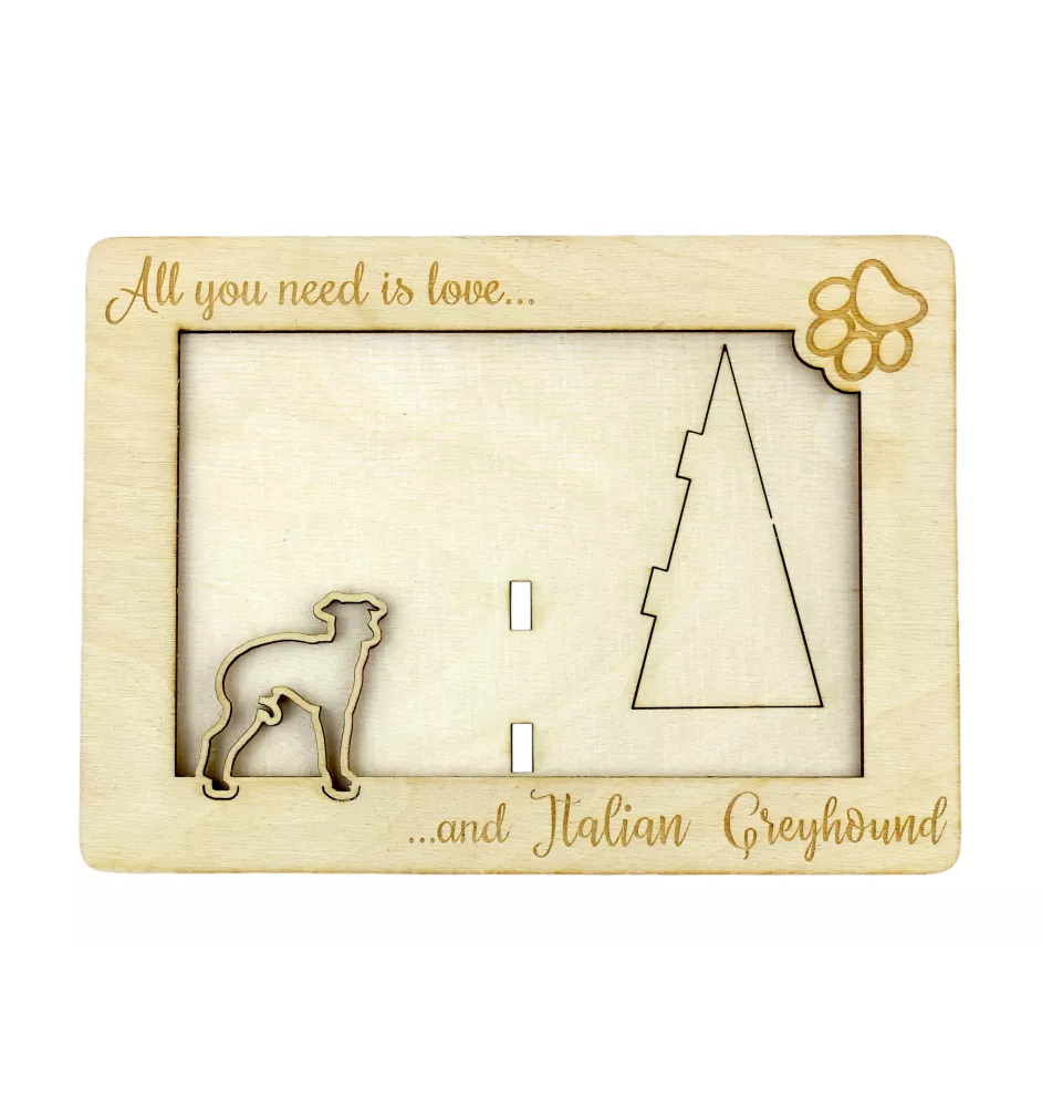 Levrette d'Italie, Petit lévrier italien - Cadre photo, cadre en bois gravé, un joli gadget pour l'amoureux des chiens par Art-Dog