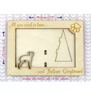 Levrette d'Italie, Petit lévrier italien - Cadre photo, cadre en bois gravé, un joli gadget pour l'amoureux des chiens par Art-Dog