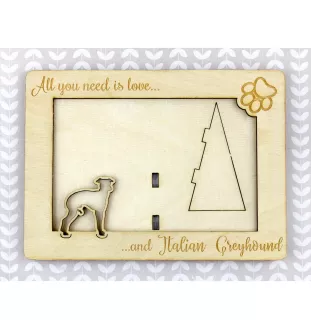 Italienisches Windspiel, Italian Greyhound - Fotorahmen, gravierter Holzrahmen, ein schönes Gadget für den Hundeliebhaber von Art-Dog
