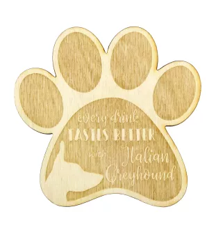 Italienisches Windspiel, Italian Greyhound - Tasse Untersetzer, graviert Untersetzer mit Hund, Geschenk für Hundeliebhaber von Art-Dog Marke