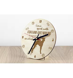 Levrette d'Italie, Petit lévrier italien - horloge avec chien, horloge en bois avec gravure, horloge personnalisée par Art-Dog