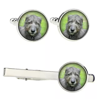 Irish Wolfhound - cufflinks and tie with your photo, a suit decoration, men's jewelry from the Art-Dog brand.