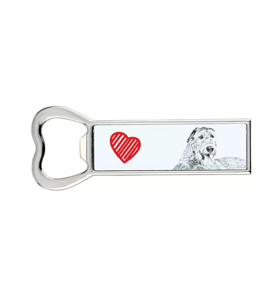 Irish Wolfhound - bottle opener with a dog, personalized fridge opener, unique gift for a man by Art-Dog brand