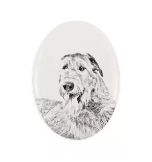 Irischer Wolfshund, Irish Wolfhound - Gedenktafel mit einem Foto eines Hundes, Grabplatte mit Druck, personalisierte ovale Platte der Marke Art-Dog