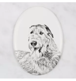 Lévrier irlandais, Irish wolfhound - une plaque commémorative avec une photo de chien, une plaque funéraire avec une impression, une plaque ovale personnalisée de la marque Art-Dog