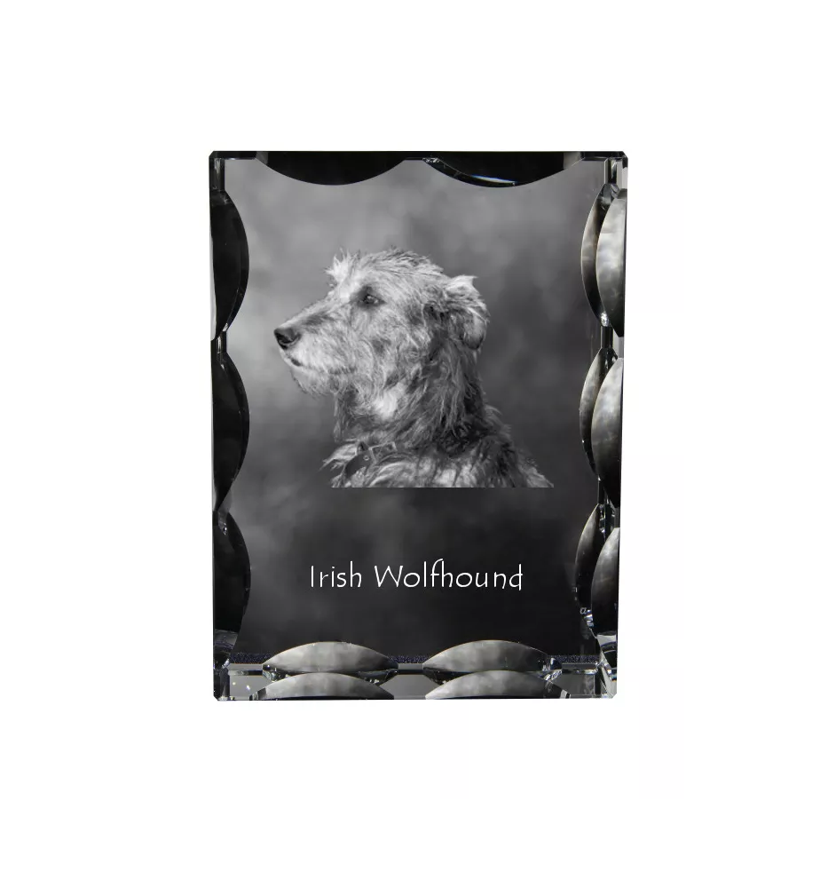 Irish Wolfhound - crystal with a picture of a dog, glass statuette with a picture, unique frame with a picture from Art-Dog brand