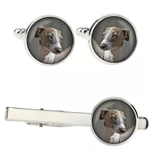 Italienisches Windspiel, Italian Greyhound Ärmelknöpfe und Krawatte mit Ihrem Foto, Anzugaccessoire, Herrenschmuck der Marke Art-Dog