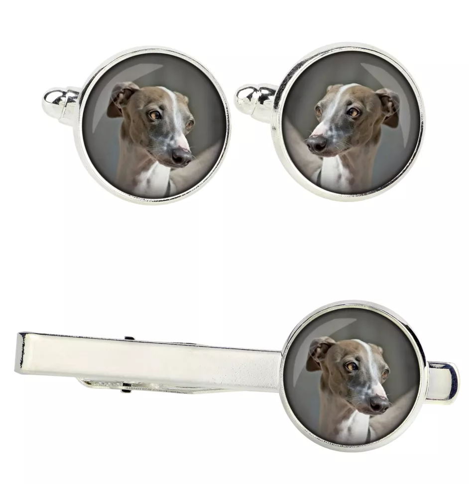 Italienisches Windspiel, Italian Greyhound Ärmelknöpfe und Krawatte mit Ihrem Foto, Anzugaccessoire, Herrenschmuck der Marke Art-Dog