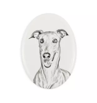 Italian Greyhound, Italian Sighthound - commemorative plaque with a photo of a dog, tombstone with a print, personalized oval plaque from the Art-Dog brand