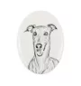 Italienisches Windspiel, Italian Greyhound - Gedenktafel mit einem Foto eines Hundes, Grabplatte mit Druck, personalisierte ovale Platte der Marke Art-Dog