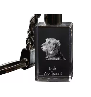 Irish Wolfhound - Crystal key ring with dog photo, illuminated key ring, unique gift by Art-Dog brand