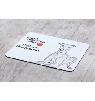 Italienisches Windspiel, Italian Greyhound - Mauspad mit Druck, personalisiertes Mauspad mit Hund, einzigartiges Gadget für Büroangestellte von Art-Dog.
