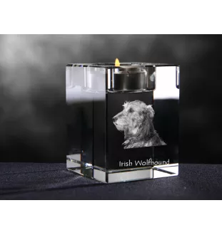 Irish Wolfhound - Candle holder with dog photo, crystal tealight holder, personalised gift by Art-Dog brand