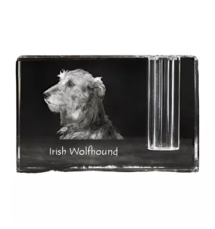 Irish Wolfhound - Pen stand, crystal organiser with dog photo, unique desk decoration by Art-Dog brand