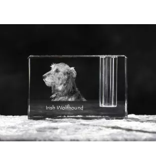 Irischer Wolfshund, Irish Wolfhound - Stifthalter, Kristallorganizer mit Hundefoto, einzigartige Schreibtischdekoration der Marke Art-Dog