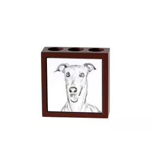 Italian Greyhound, Italian Sighthound - pen holder with a dog, desk organizer with a print, personalized desk decoration from the Art-Dog brand.