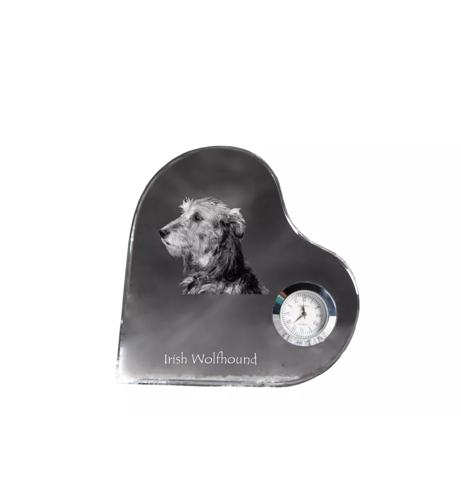 Wilczarz irlandzki zegar w kształcie serca z psem Art-Dog