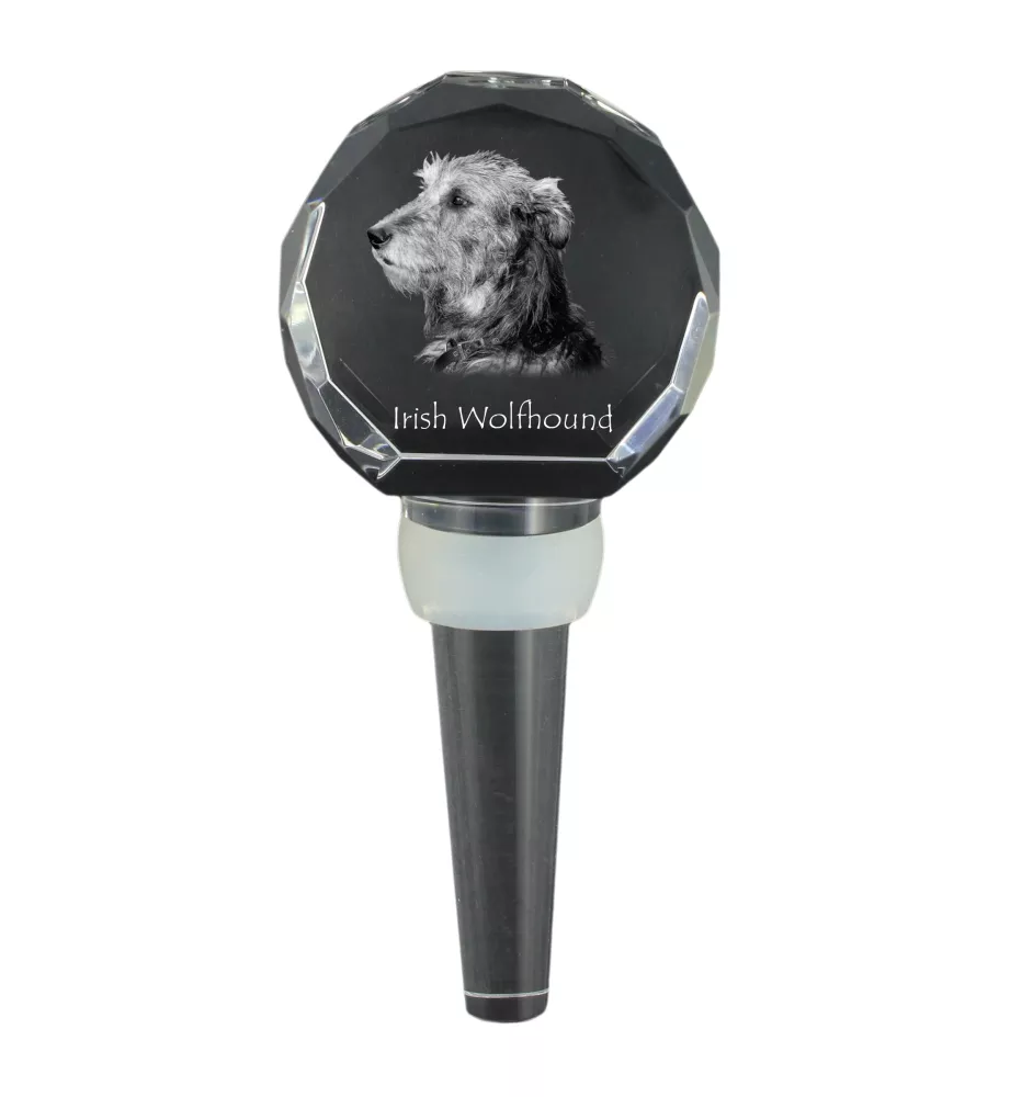 Irish Wolfhound - Crystal bottle stopper, unique wine stopper with photo, personalised gift for sommelier by Art-Dog brand