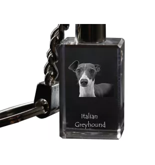 Italienisches Windspiel, Italian Greyhound - Schlüsselanhänger aus Kristall mit Hundefoto, beleuchteter Schlüsselanhänger, einzigartiges Geschenk der Marke Art-Dog